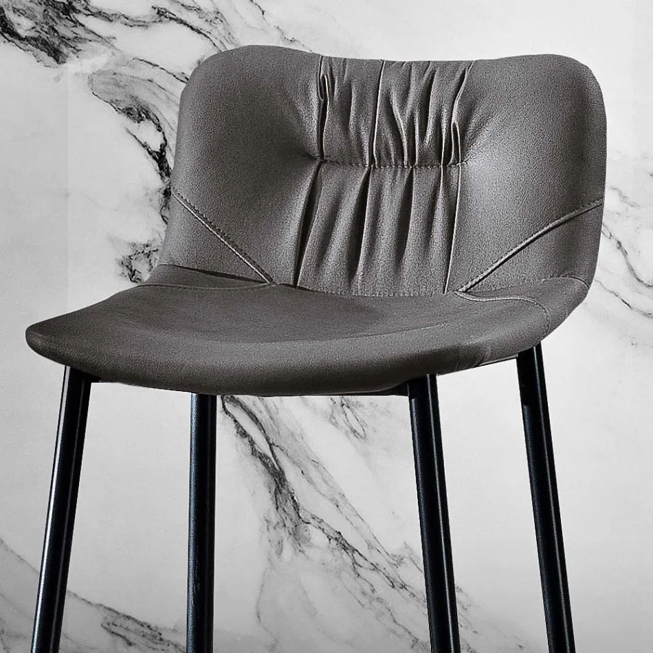 Scaun din țesătură Fibră Efect Piele și Metal Made in Italy - Gohan Viadurini