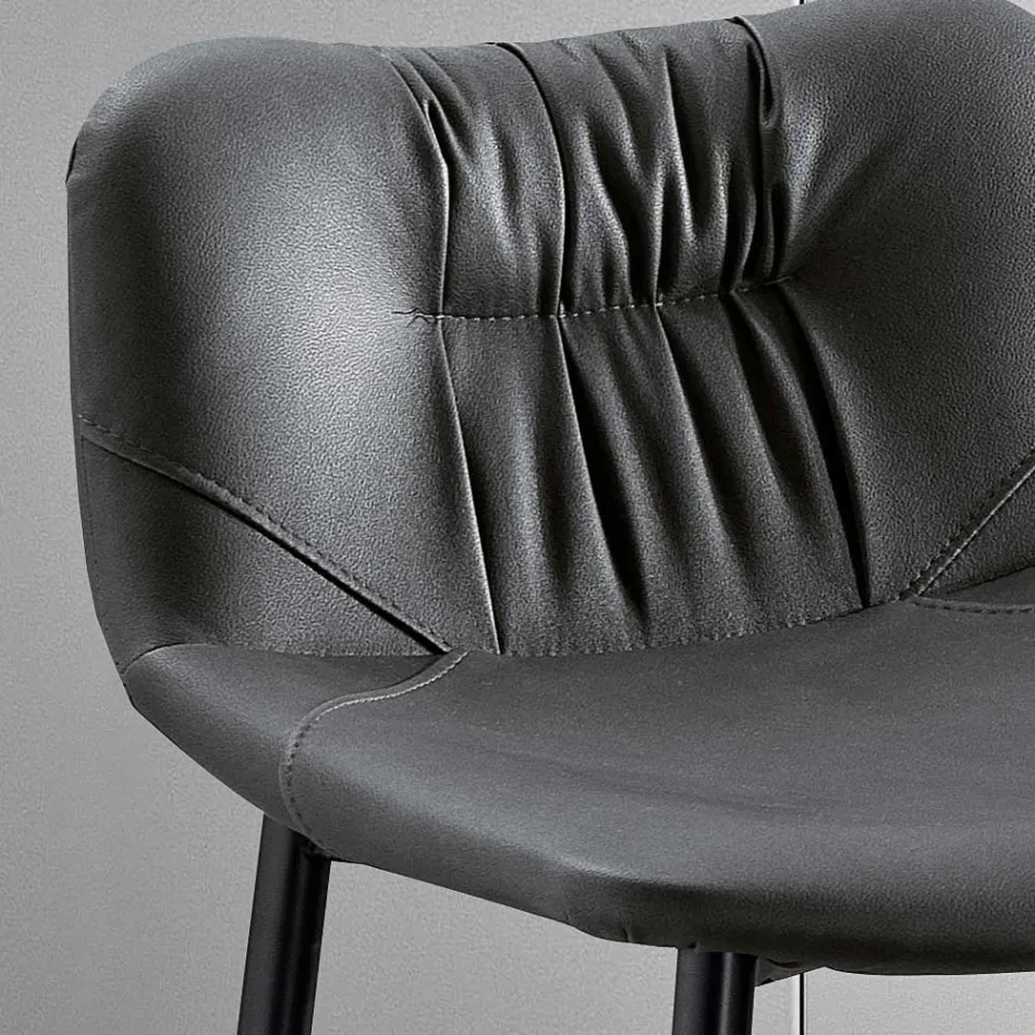 Scaun din țesătură Fibră Efect Piele și Metal Made in Italy - Gohan Viadurini