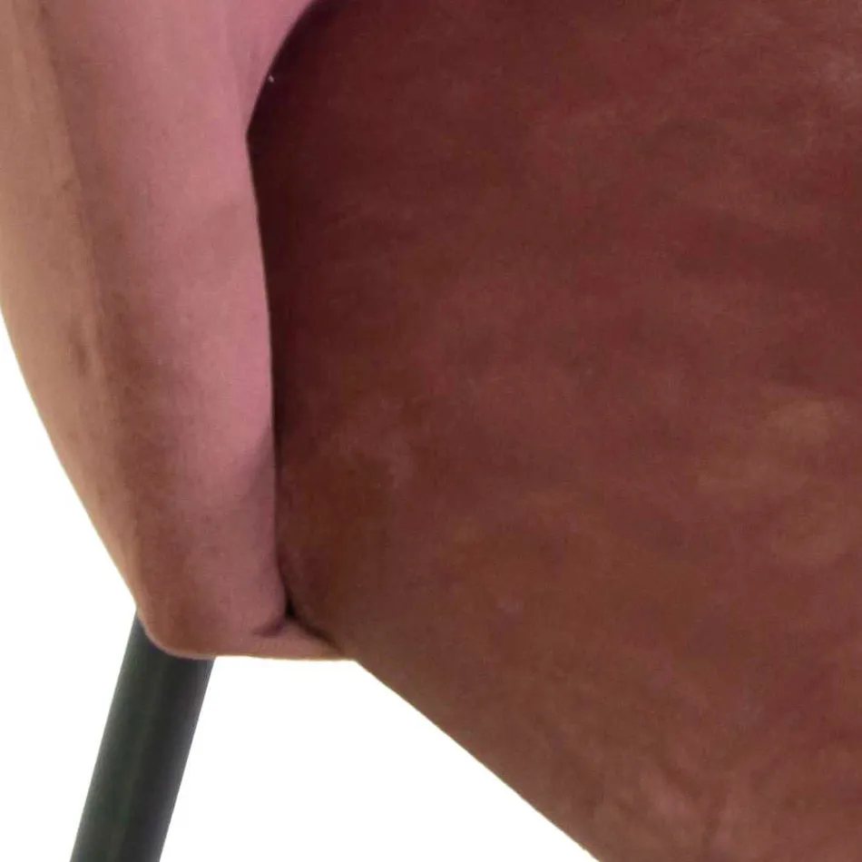 Taburet din catifea cu cadru metalic în diferite finisaje - Penna Viadurini