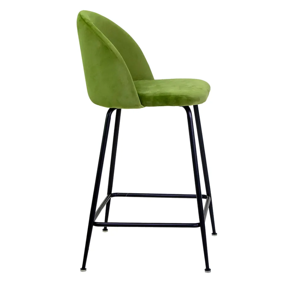 Taburet din catifea cu cadru metalic în diferite finisaje - Penna Viadurini