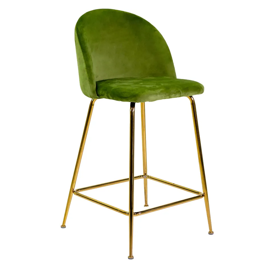 Taburet din catifea cu cadru metalic în diferite finisaje - Penna Viadurini