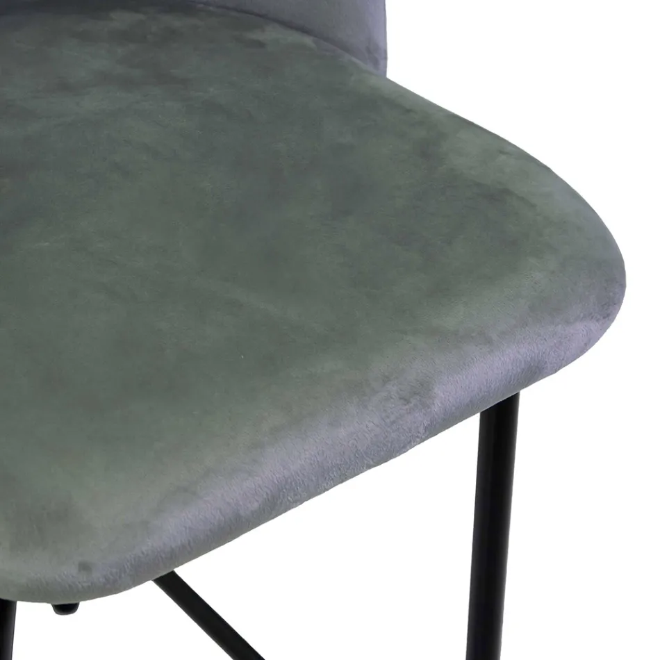 Taburet din catifea cu cadru metalic în diferite finisaje - Penna Viadurini