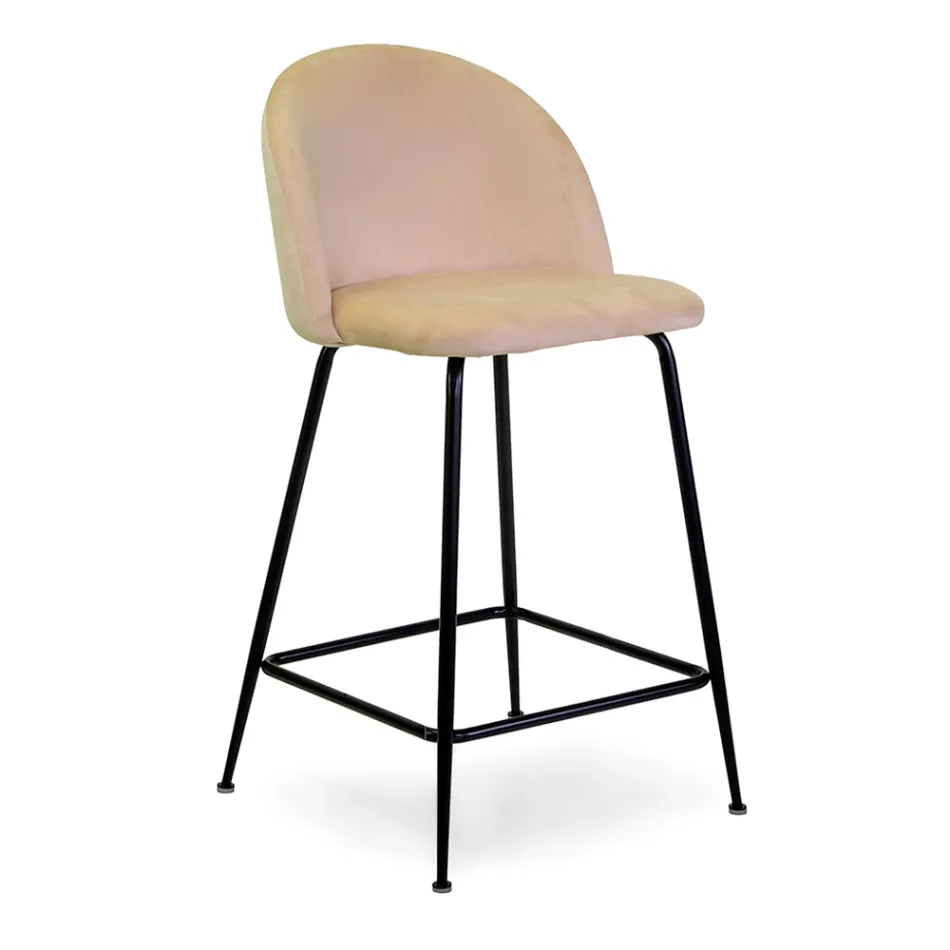 Taburet din catifea cu cadru metalic în diferite finisaje - Penna Viadurini