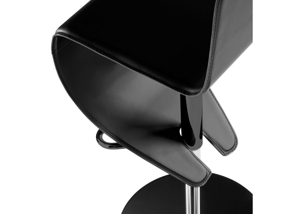 Scaun modern din piele neagră și oțel negru Made in Italy - Raggi Viadurini