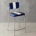 Scaun stil anii 50 din piele ecologică cu bandă albă centrală Banda Viadurini