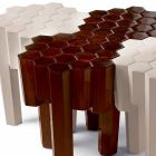 Scaun / din lemn masiv de design de masă de cafea, L38xP38 cm, Begga Viadurini