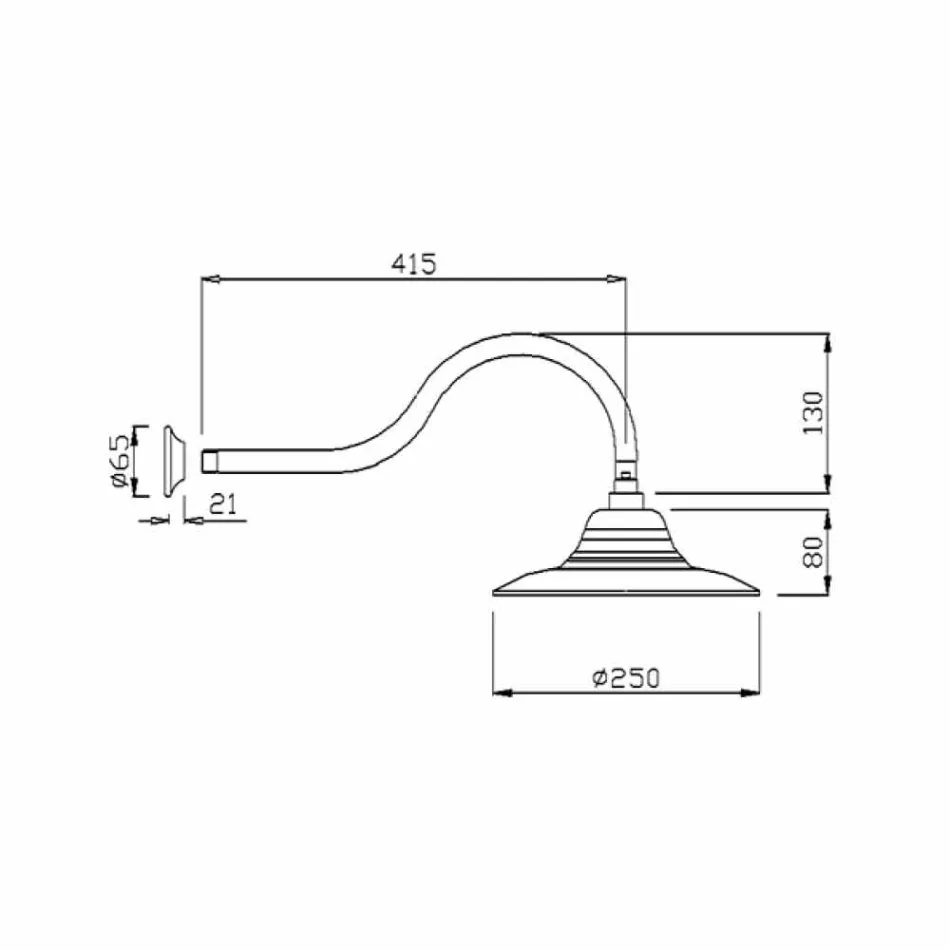 Cap de duș clasic din oțel cu braț de duș din alamă Fabricat în Italia - Jeko Viadurini