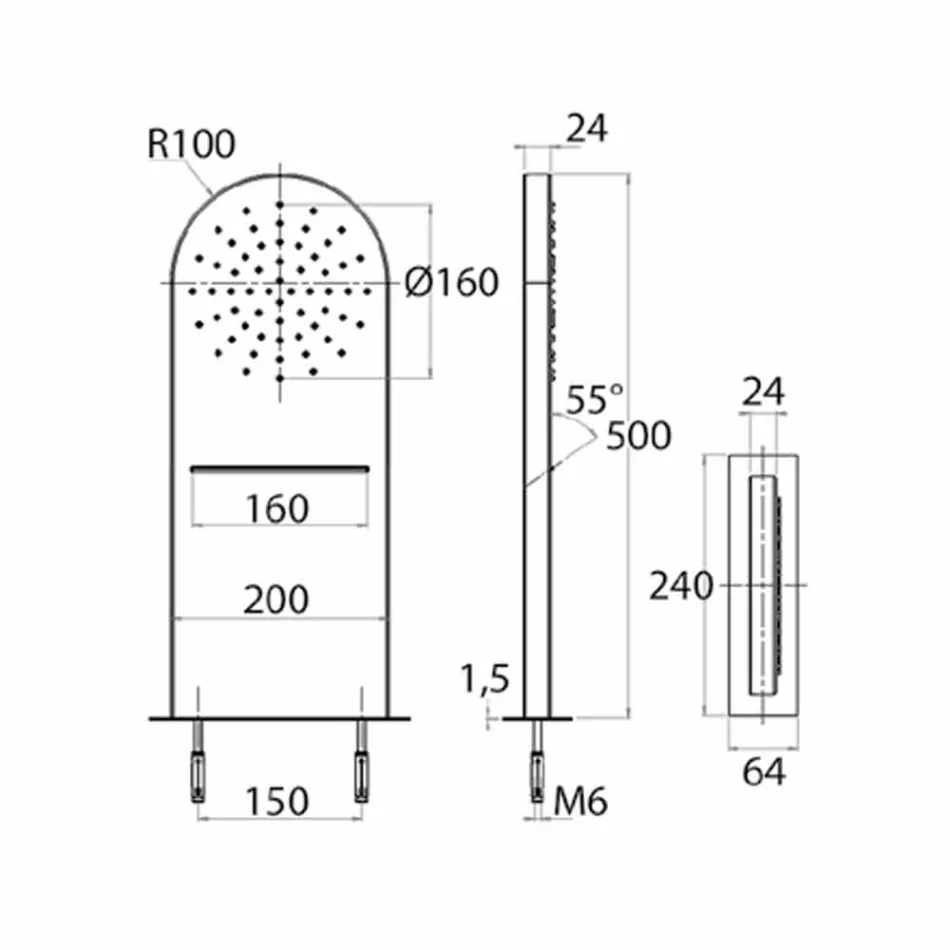 Cap de duș de perete cu jet de duș și cascadă Made in Italy - Como Viadurini