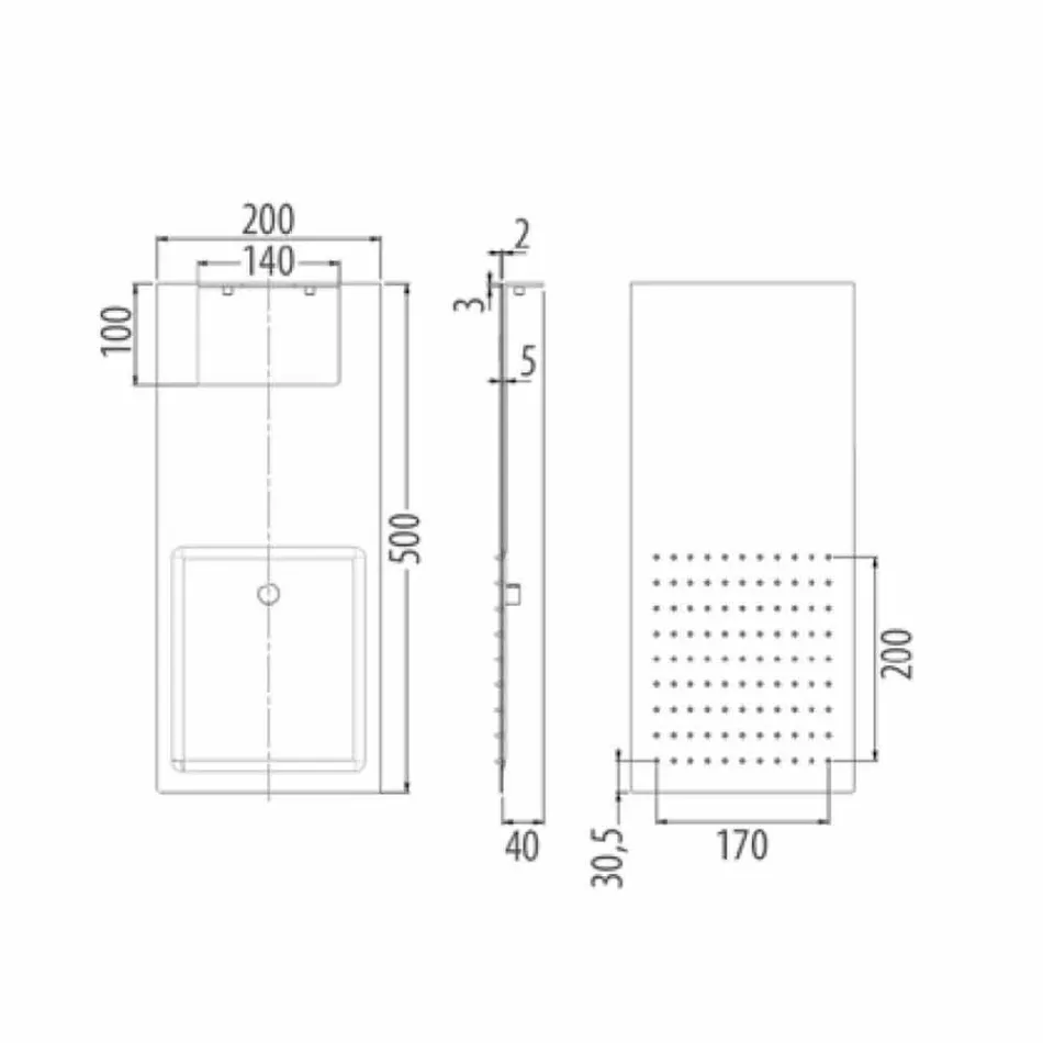Cap de duș de perete din oțel cu jet dublu Fabricat în Italia - Cartesio Viadurini