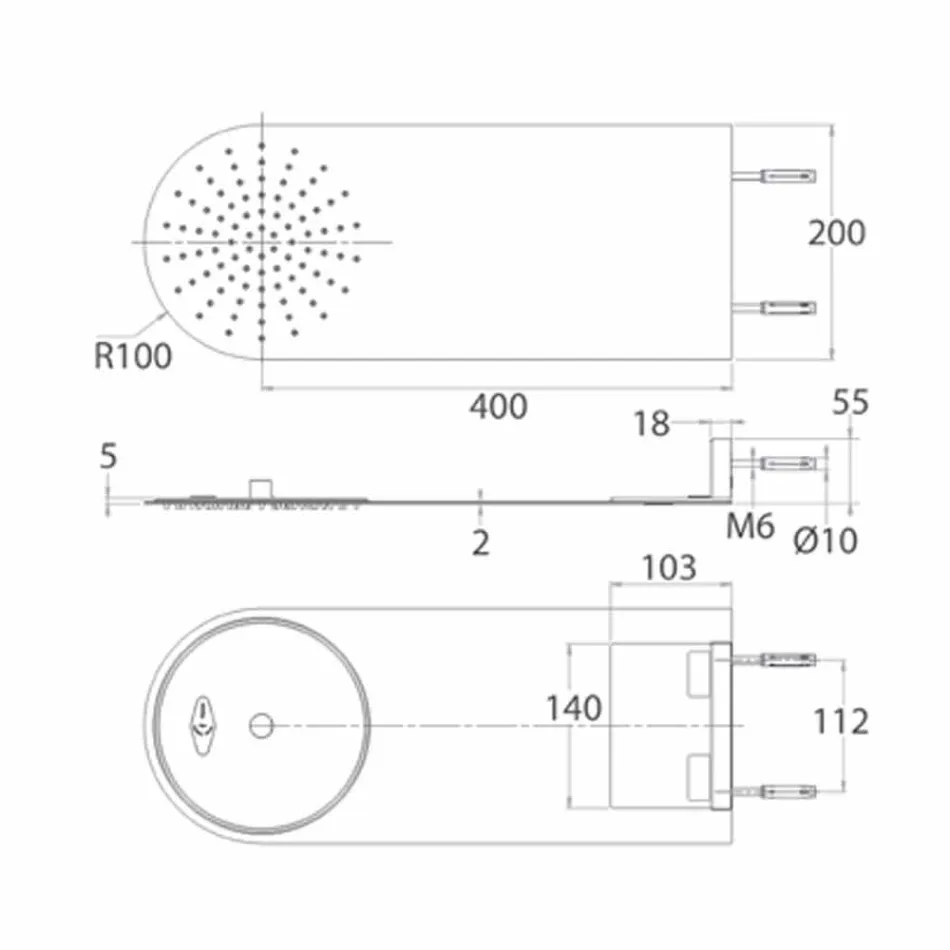 Cap de duș modern din oțel Ultraslim, fabricat în Italia - Cassio Viadurini