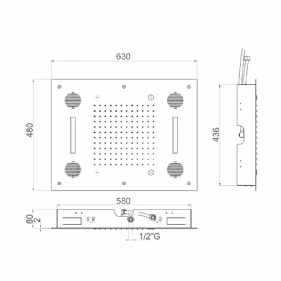 Cap de duș din oțel cu cromoterapie și Bluetooth Fabricat în Italia - Elbo Viadurini