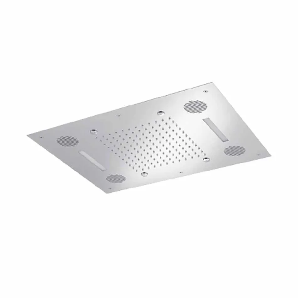 Cap de duș din oțel cu cromoterapie și Bluetooth Fabricat în Italia - Elbo Viadurini