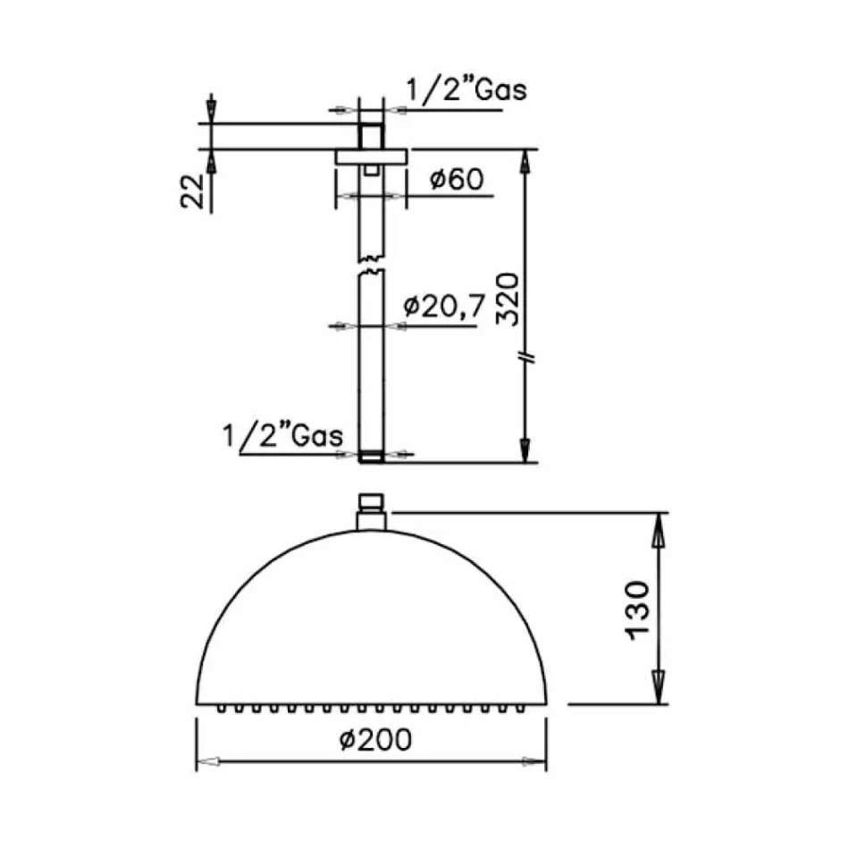 Cap de duș din oțel Clopot finisaj cromat Fabricat în Italia - Auro Viadurini