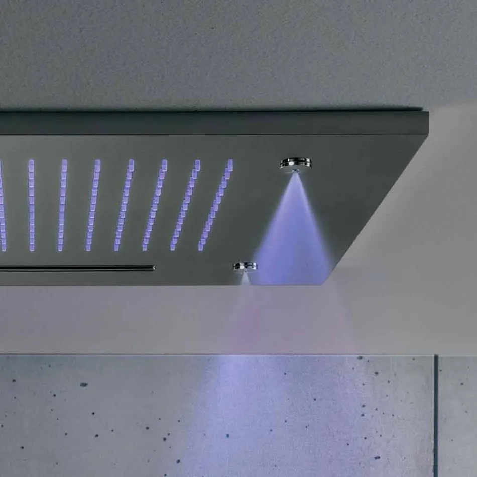 Cap de duș din oțel inoxidabil cu cromoterapie Made in Italy - Solver Viadurini