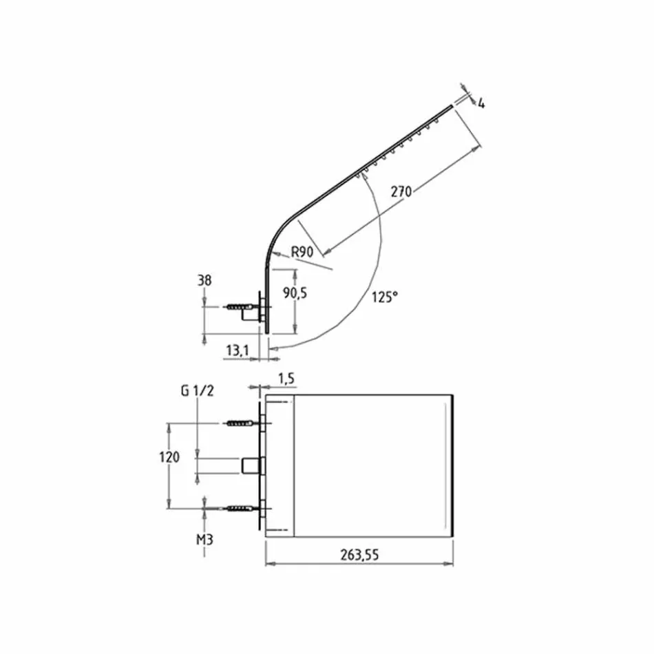 Cap de duș subțire din oțel cu jet de ploaie Fabricat în Italia - Vispo Viadurini