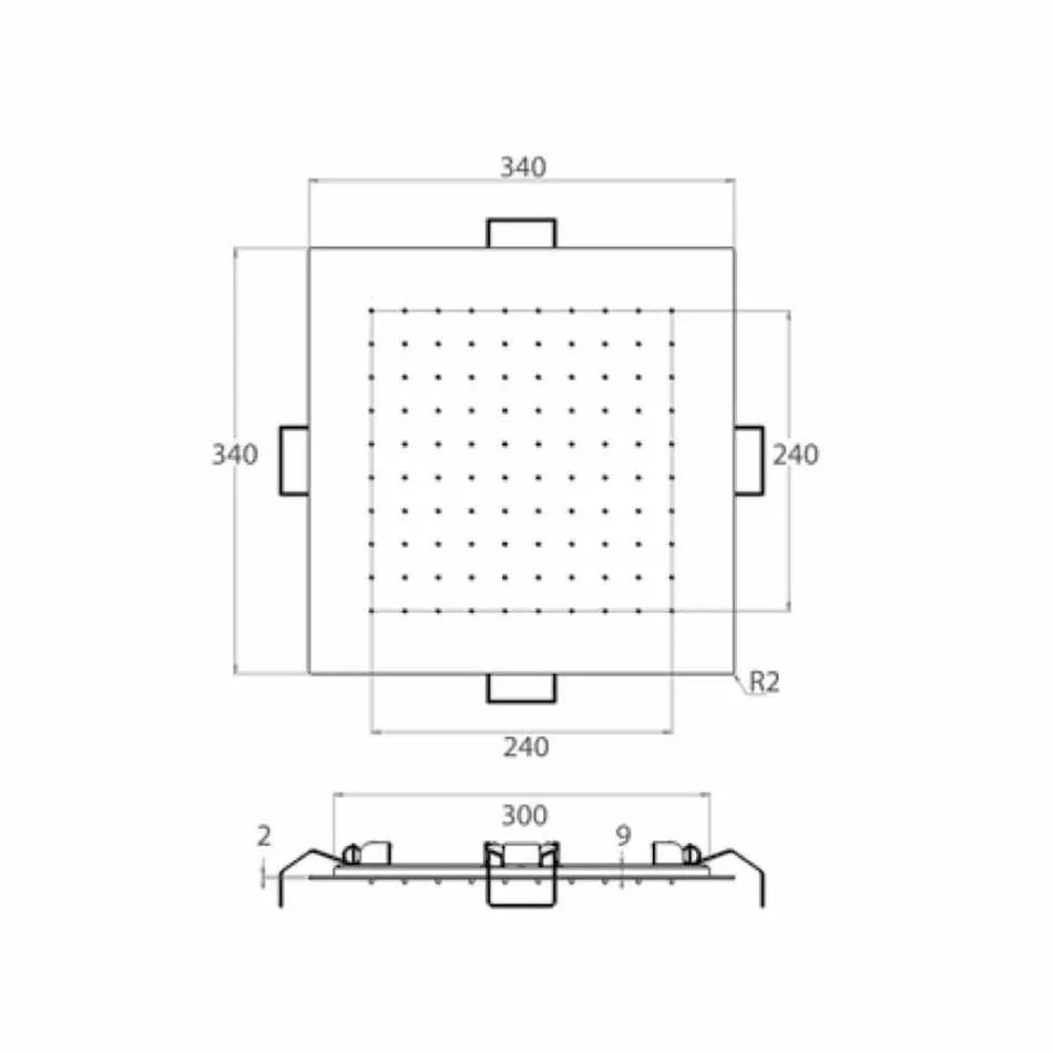 Cap de duș cu tavan pătrat din oțel Fabricat în Italia - Amidon Viadurini