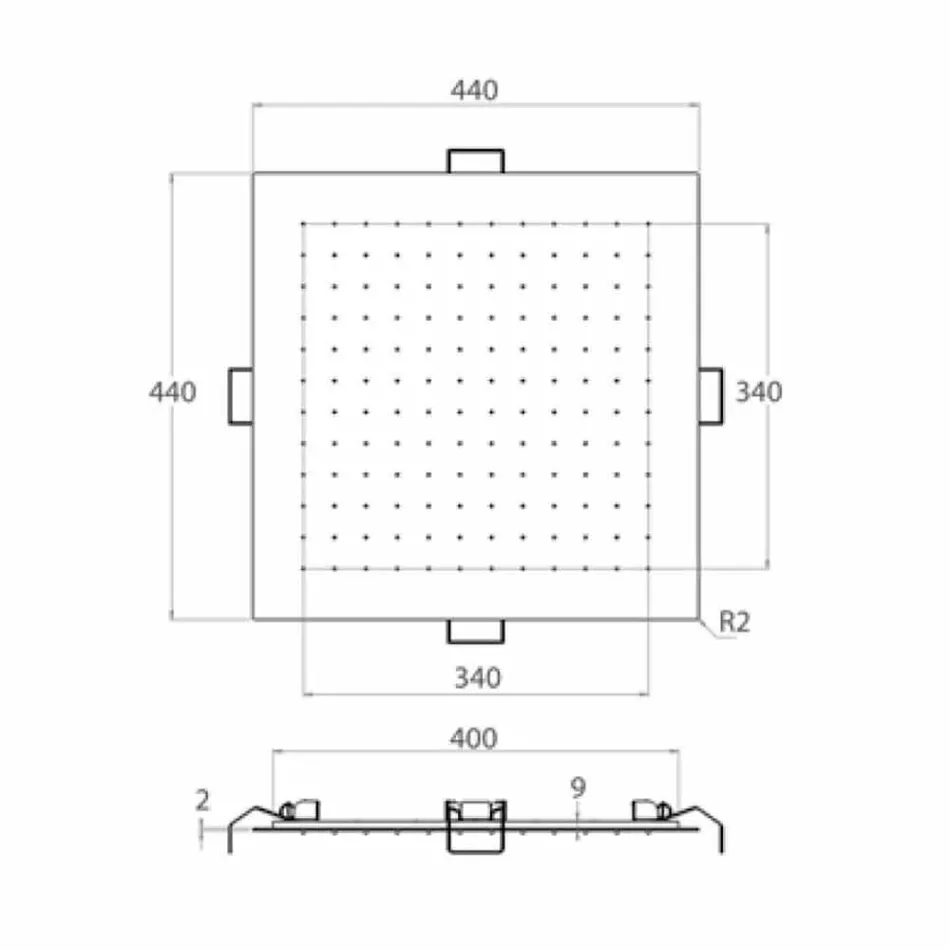 Cap de duș cu tavan pătrat din oțel Fabricat în Italia - Amidon Viadurini