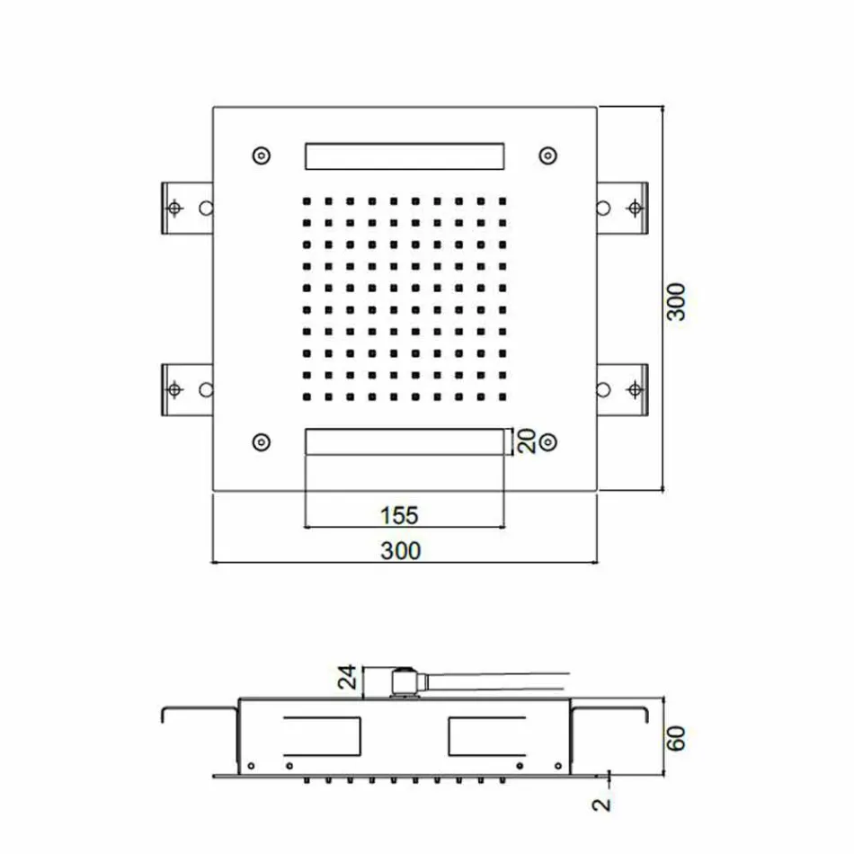 Cap de duș pătrat din oțel inoxidabil cu cromoterapie Made in Italy - Bilbo Viadurini