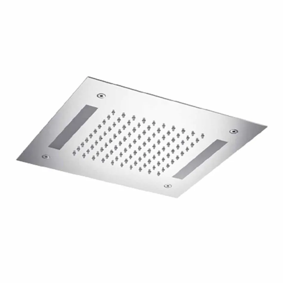 Cap de duș pătrat din oțel inoxidabil cu cromoterapie Made in Italy - Bilbo Viadurini