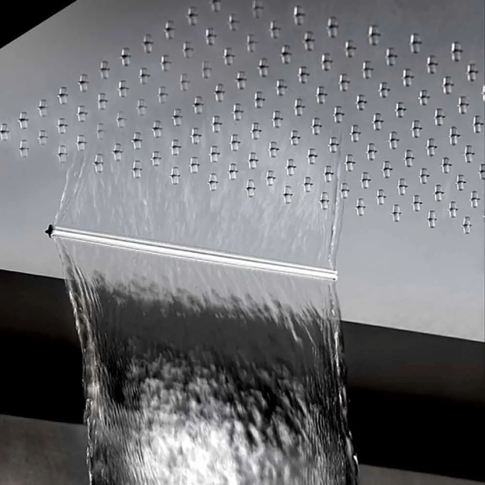 Cap de duș pătrat din oțel inoxidabil cu jet dublu Fabricat în Italia - Nello Viadurini