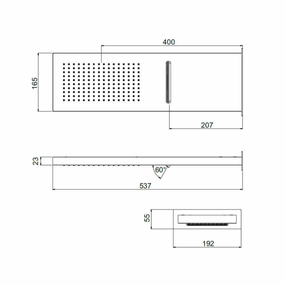 Cap de duș dreptunghiular din oțel inoxidabil Fabricat în Italia - roșu Viadurini