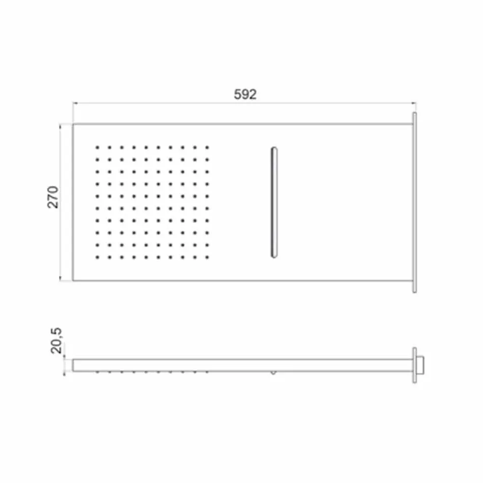 Cap de duș dreptunghiular din oțel inoxidabil Fabricat în Italia - Anito Viadurini