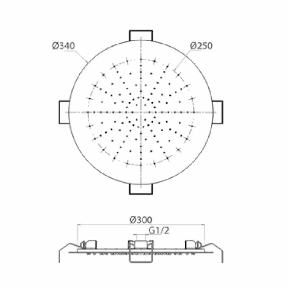 Cap de duș rotund de tavan din oțel modern Fabricat în Italia - Damian Viadurini