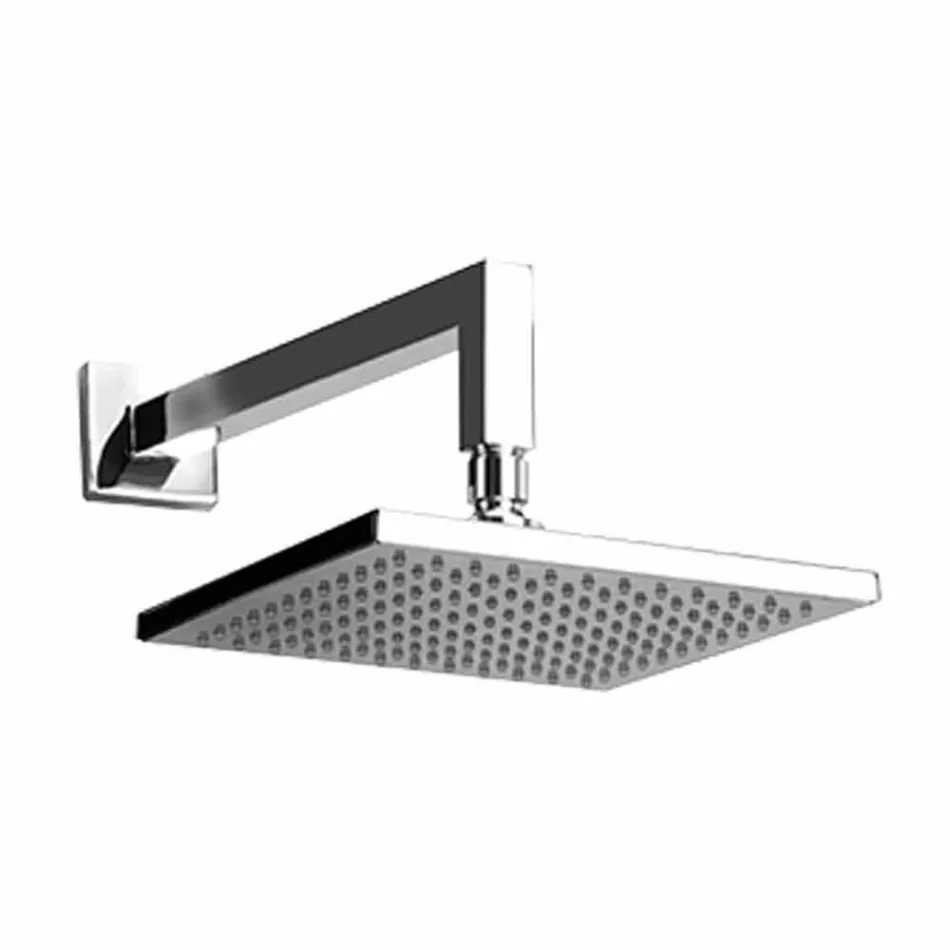 Cap de duș pătrat din oțel cu braț de duș din alamă Fabricat în Italia - Sespo Viadurini