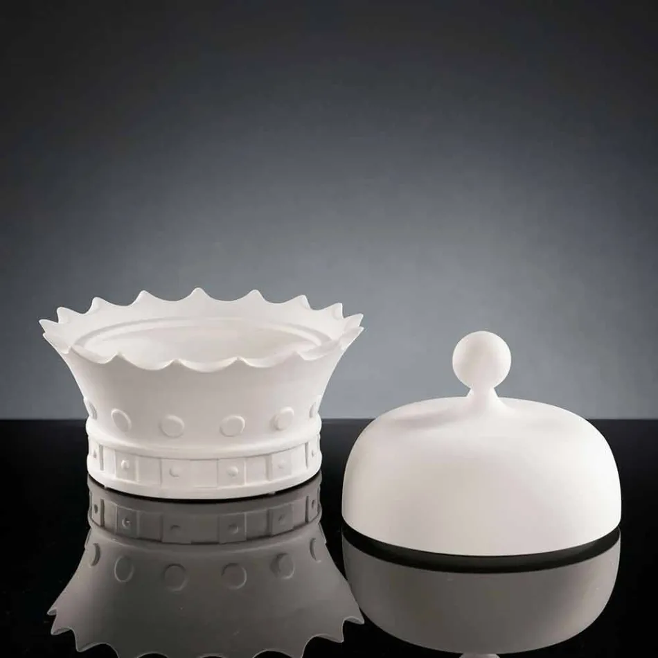 Ornament de ceramică realizat manual în formă de coroană Made in Italy - Kingo Viadurini