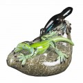 Ornament în formă de șopârlă din sticlă colorată Fabricat în Italia - Certola