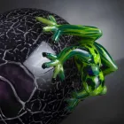 Ornament în formă de ou cu broaște în sticlă colorată Made in Italy - Huevo Viadurini