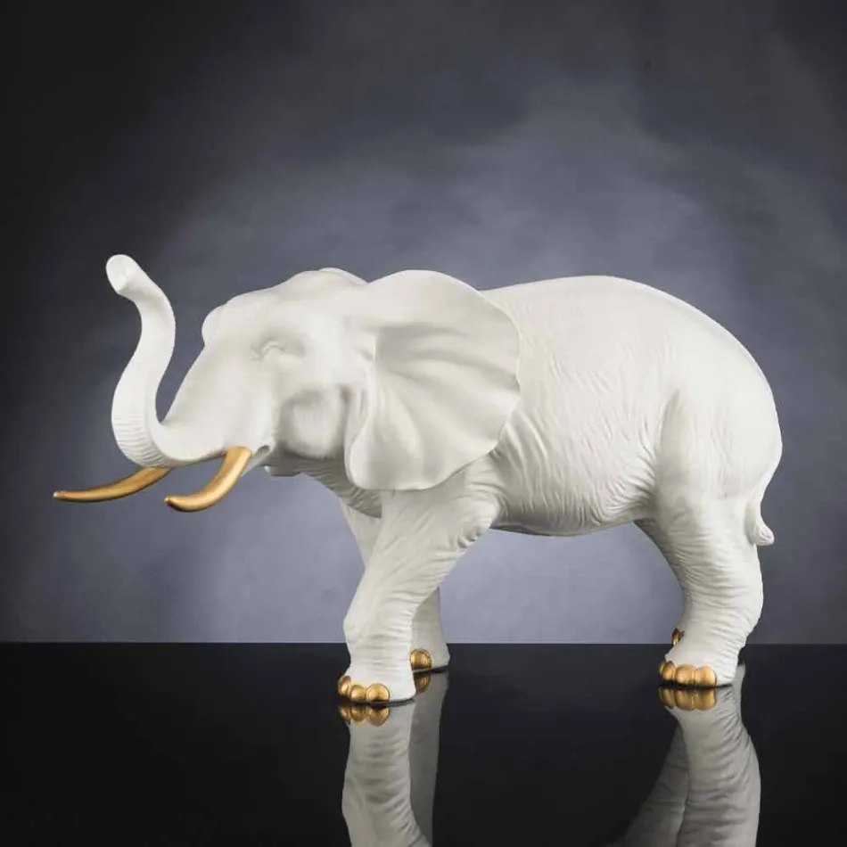 Ornament de ceramică în formă de elefant realizat manual, fabricat în Italia - Fante Viadurini