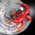 Ornament decorativ din sticlă transparentă și roșie Fabricat în Italia - Sossio Viadurini