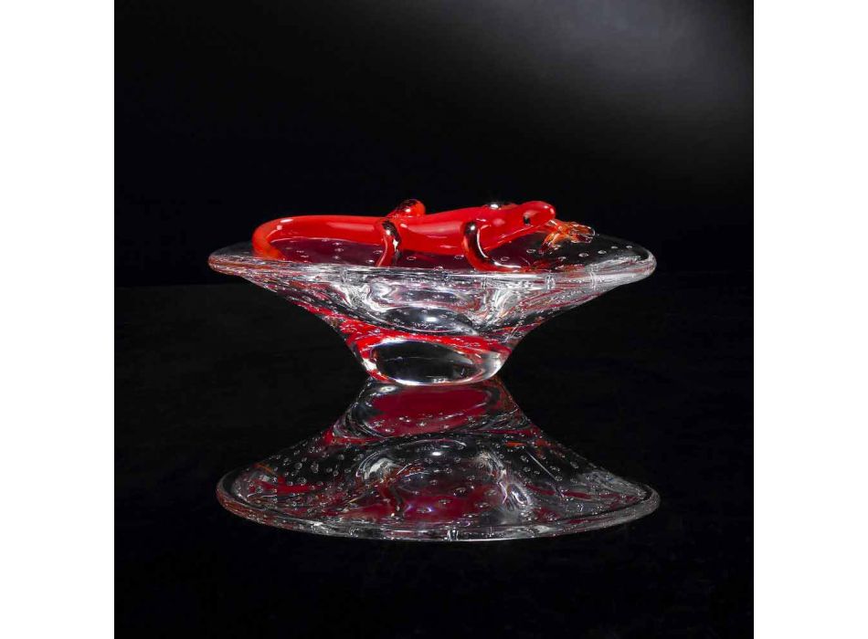 Ornament decorativ din sticlă transparentă și roșie Fabricat în Italia - Sossio Viadurini