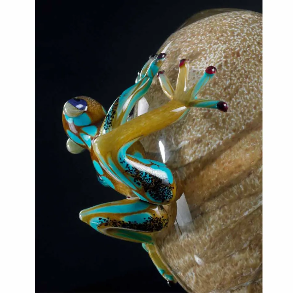 Ornament de sticlă în formă de ou cu broaște Made in Italy - Huevo Viadurini