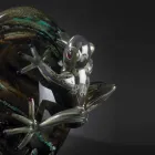 Ornament de sticlă în formă de ou cu broaște Made in Italy - Huevo Viadurini