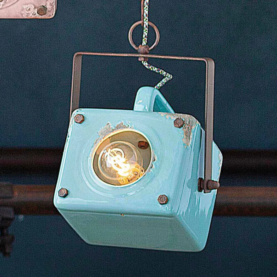 Suspensie de design reflector ceramic de epocă și fero Allie Viadurini