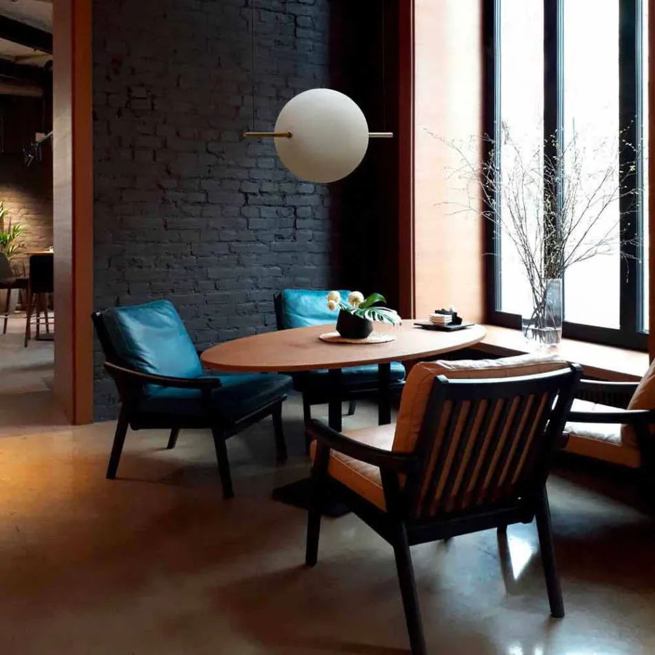 Suspensie design din sticlă și alamă cu lumină LED, 3 dimensiuni - Alma de Il Fanale Viadurini