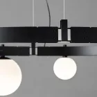 Suspensie cu design oval din aluminiu negru cu sfere și spoturi - Exodus Viadurini