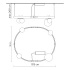 Suspensie cu design oval din aluminiu negru cu sfere și spoturi - Exodus Viadurini