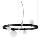 Suspensie cu design oval din aluminiu negru cu sfere și spoturi - Exodus Viadurini