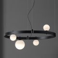 Suspensie cu design oval din aluminiu negru cu sfere și spoturi - Exodus
