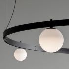 Suspensie cu design rotund din aluminiu negru cu sfere și spoturi - Exodus Viadurini