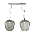 Lampă suspendată cu două lumini și bară liniară din sticlă și metal, fabricată în Italia - Elisia
