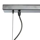 Lampă suspendată cu două lumini și bară liniară din sticlă și metal, fabricată în Italia - Elisia Viadurini