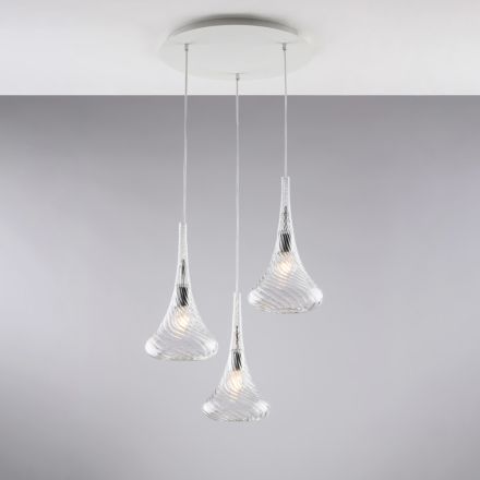 Lampă suspendată din fier forjat cu sticlă Pyrex fabricată în Italia pentru decorare interioară - Corinto Viadurini