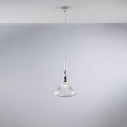 Lampă suspendată din fier forjat cu sticlă Pyrex fabricată în Italia pentru decorare interioară - Corinto Viadurini