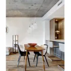 Lampă suspendată din fier forjat cu sticlă Pyrex fabricată în Italia pentru decorare interioară - Olimpo Viadurini