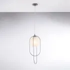 Lampă suspendată din fier cromat cu sferă, fabricată în Italia, pentru decor interior - Oslo Viadurini