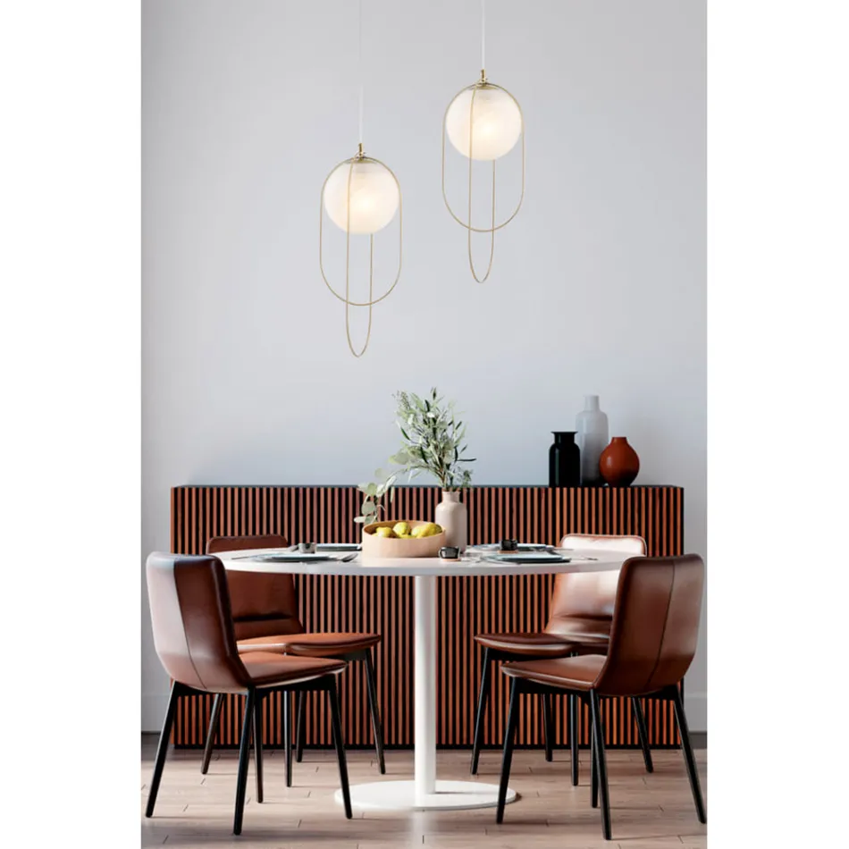 Lampă suspendată din fier cromat cu sferă, fabricată în Italia, pentru decor interior - Oslo Viadurini